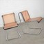 thonet bauhaus style reverse cantilever chairs chrome black wood cane umanoff