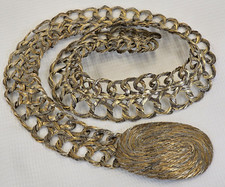 Vtg Handmade Woven Metal Cable Statement Belt Silver Gold Wms Large up to 40"