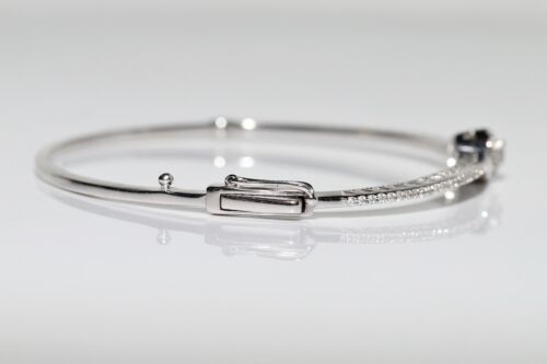 18k White Gold Natural Diamond Decorated Bangle Bracelet - Picture 11 of 22