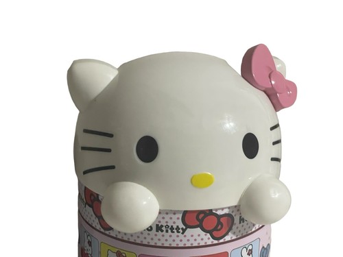 Vintage SANRIO HELLO KITTY Pink Mini Tin Trash Waste Bin 8” ULTRA RARE - Picture 4 of 20