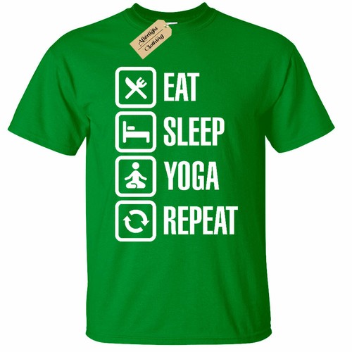 KIDS BOYS GIRLS Eat Sleep YOGA Repeat T-Shirt funny gift gym - Photo 7 sur 8