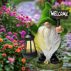 Garden Gnomes Outdoor with Led Solar Light - 11’’Spring Gnomes Decorations for H