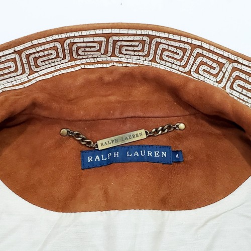 RALPH LAUREN POLO Crop Suede Leather Jacket Applique Embroidery Western Cowboy 4 - Picture 9 of 13