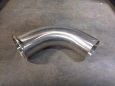 TUBE FITTING, 90° ELBOW, 2.5" BUTTWELD X SANITARY, BW END WITH TANGENT, 304SS
