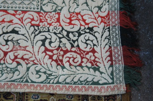 Vintage Hand Woven Full Queen Green & Red Geometric Blanket Bedspread Throw 87" - Picture 4 of 12