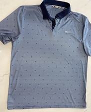 Black Clover Polo Shirt Mens XXL Blue Geometric Print Performance Stretch Golf