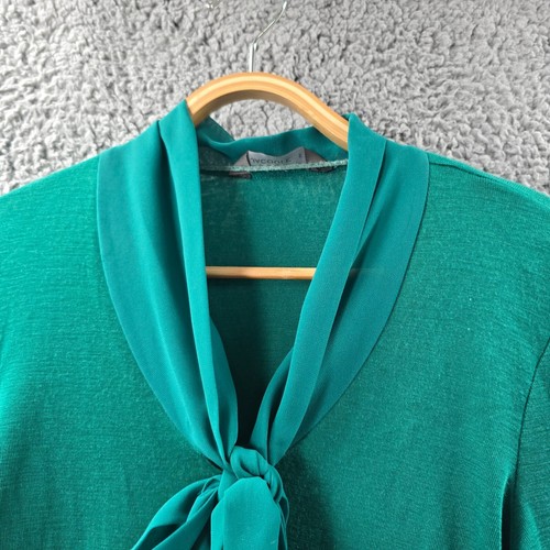 Jacqui E Womens Blouse Jumper Top Size S Green Wool Blend Long Sleeve Tie Collar - Picture 4 of 11