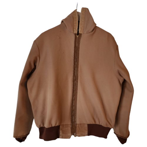 Vtg Carhartt Mens Zip Jacket Long Sleeve No Size Distressed Duck Brown - Picture 18 of 24