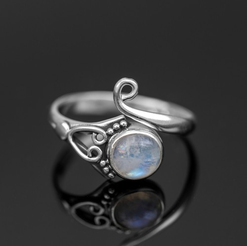 Adjustable Sterling Silver Ladies Turquoise Moonstone Ring Boxed Gift Jewellery - Picture 18 of 26