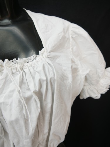 Gr.48 Dirndlbluse weiß Bluse für Dirndl Baumwolle mit Spitze B9605 - Bild 2 von 4