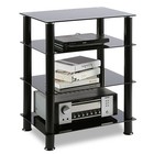 TAVR 4-Tiers Glass Media TV Stand Audio Video Tower for TV/Xbox/Gaming Consoles