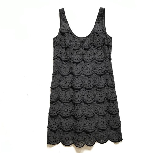 Tibi Floral Embroidered Mini Dress Womens 2 Black Sleeveless Scoop Neck Back
