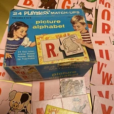 Vintage 1964 Playskool Picture Alphabet Match Up Game Instructions Included