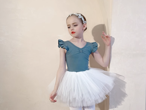 Traje de entrenamiento de algodón con mangas voladoras de verano para niñas vestido de ballet - Imagen 13 de 13