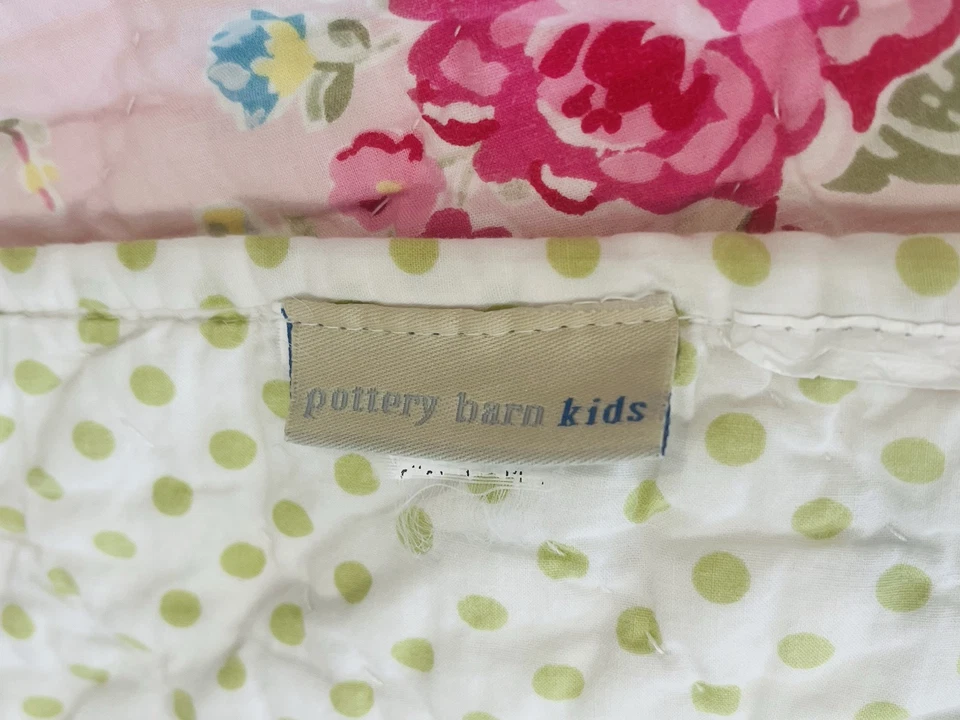 Manta bebé Pottery Barn niños flor jardín reliquia rosa verde rojo Foto 4 de 4