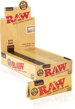 😎  24 X 1 1/4 1.25 RAW CLASSIC NATURAL UNREFINED ROLLING PAPERS  1.25 SIZE 😎🍃