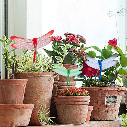 10 PCS Dragonfly Stakes Outdoor Yard Flower Pot Bed Garden Decor 25*9cm - Bild 10 von 23