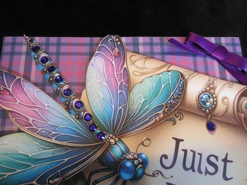 New Handmade Dragonfly Themed Just For You Card size 8" X 8" - Picture 2 of 6