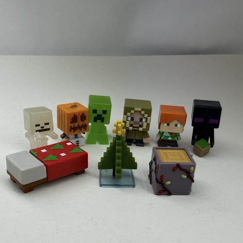 Minecraft Mini Figure Festive Holiday Advent 2020 1" Mojang Small Lot of 8