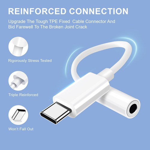 2 Pack USB-C to 3.5mm Aux Jack Adapter Earphone Cable Cord For iPhone 15 Pro Max - Picture 36 of 37