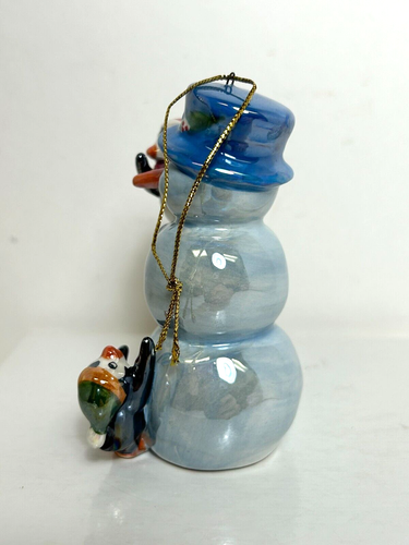 2003 Coca Cola Pearlescent Porcelain Snowman & Penguins Soda Christmas Ornament - Picture 5 of 10