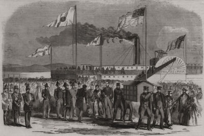 Ankunft der japanischen Botschaft in Washington. Washington DC 1860 alter Druck