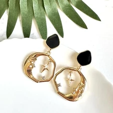 Starry Night Crescent Moon Earrings Gothic Celestial Boho Jewelry Gift NEW