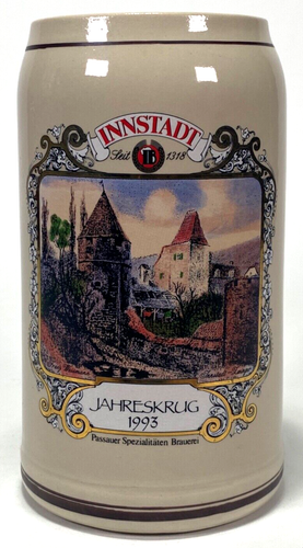 Rastal Stein - Innstadt Brauerei Passau 1L Deutsch Vintage Steinzeug Bierbecher