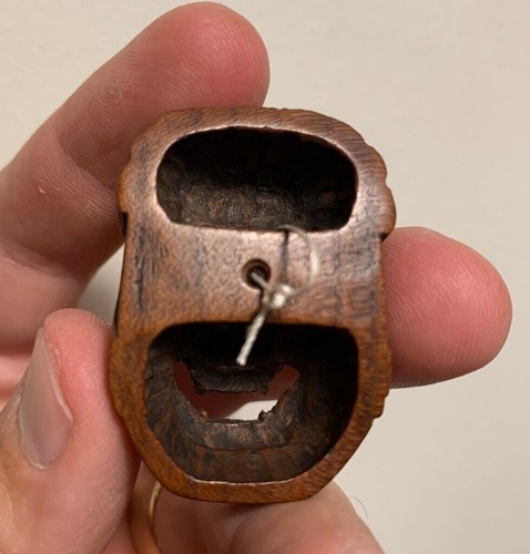 Antique Wood/Wooden Netsuke Mask Superb Quality FINE Details Fudō Myōō (Acala)! - Picture 6 of 10