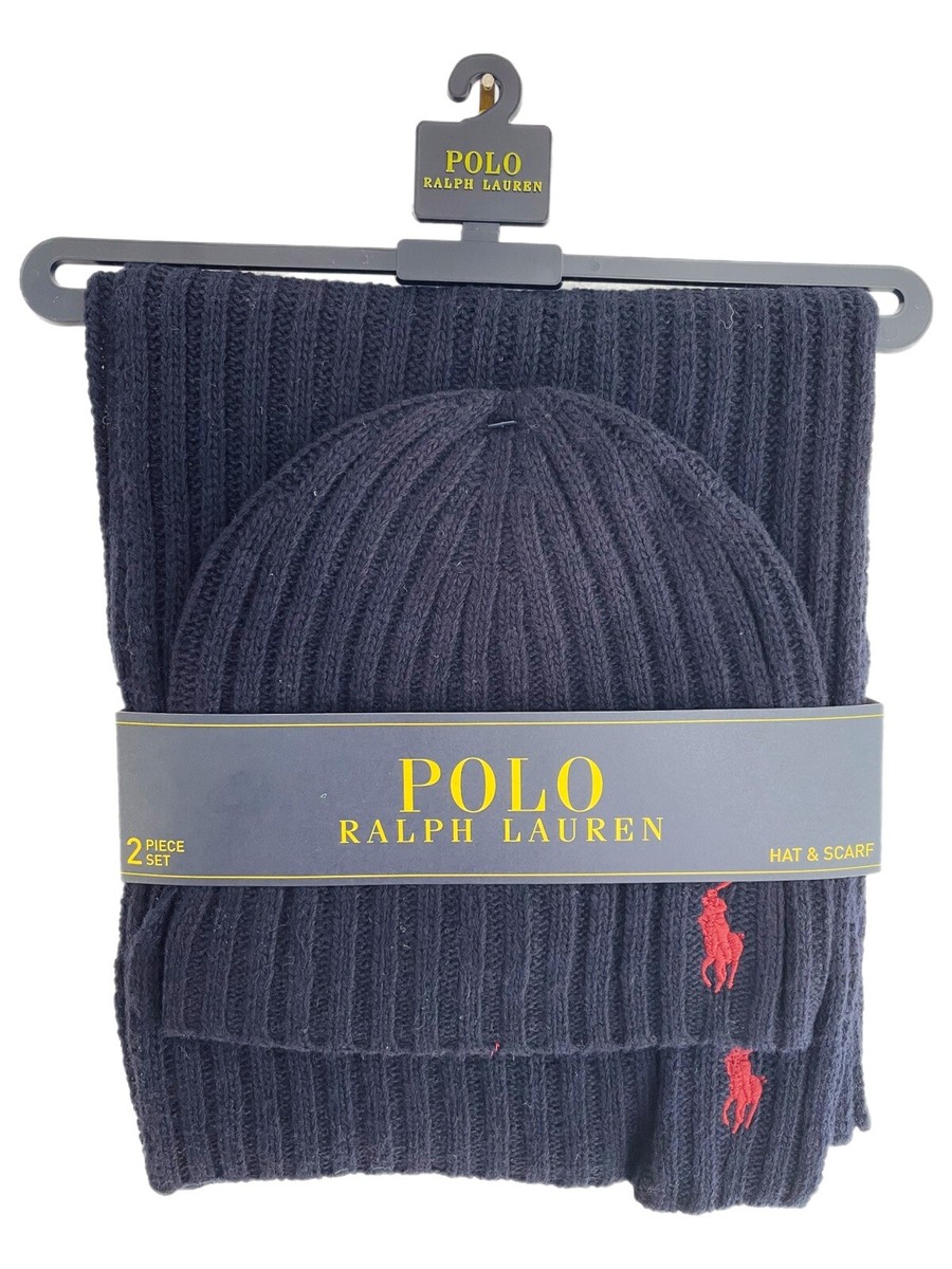 Polo Ralph Lauren Men 2 Piece Set Hat + Scarf Lambswool  display picture 3