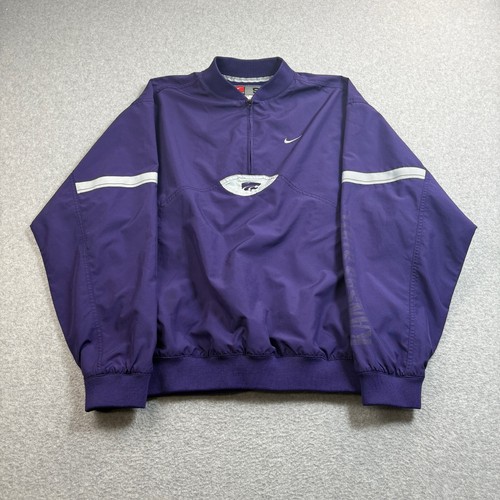 Vintage Nike Kansas State Team Jacke Herren klein lila Viertelreißverschluss belüftet LESEN - Bild 1 von 11