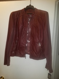bordeaux cuir Guess XL en femme Veste New bordeaux pour ynOvmN80w