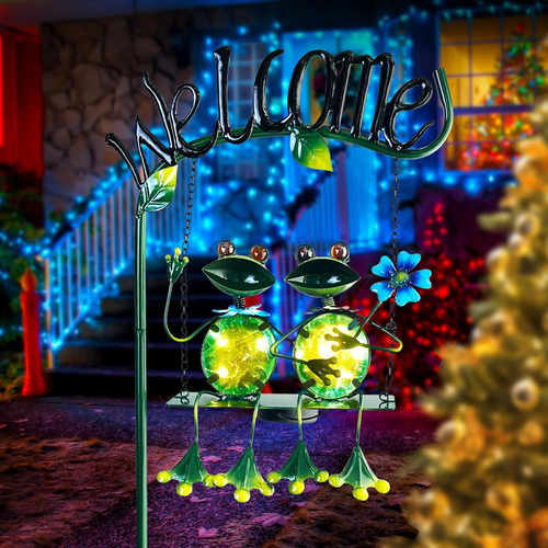 ✨Outdoor Garden Solar Lights,Frog Swing Garden Decor,Frog Decorative Stake with - Picture 2 of 8