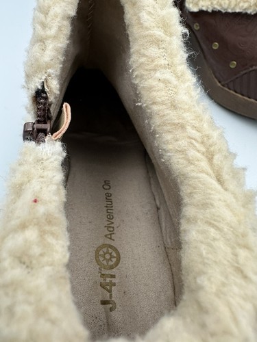 J-41 Women's Adventure On Ankle Bootie Slip On Faux Fur 11M - Picture 5 of 9