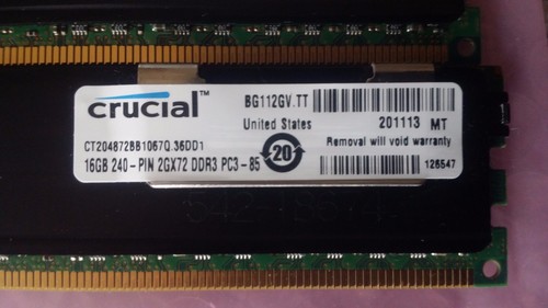 CRUCIAL CT204872BB1067Q 16GB 8500R DDR3 MT72JSZS2G72PZ-1G1D1DD - Picture 2 of 4