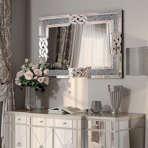 XXL Aesthetic Wall Mirror Diamond Crushed Gorgeous Silver Mirror Hallway Lounge - Picture 9 of 15