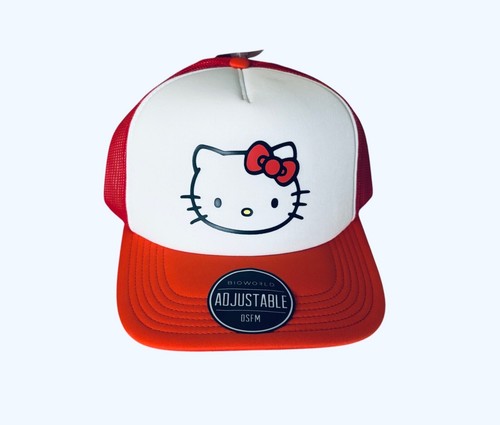 Sanrio Hello Kitty Face Trucker SnapBack Hat RED and White NEW - Picture 2 of 5