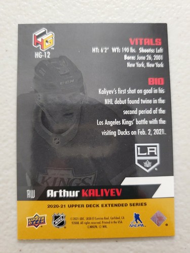 Arthur Kaliyev 2020-21 Upper Deck Extended Series Hologrfx Gold Parallel Rookie - Picture 2 of 2