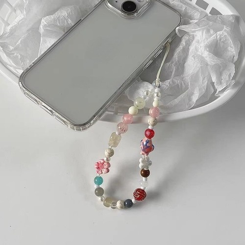 Sweet Phone Rope Cute Flower Carp Beaded Pendant Bag Earphone Cover Decoration