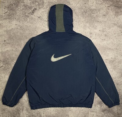 【90s】NIKE full zip nylon jacket swoosh Vintage 90s Nike Swoosh Logo Nylon Track Jacket Mens Size M