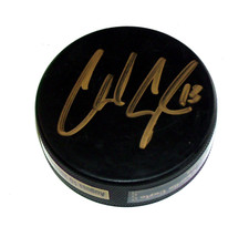 Charlie McAvoy & Charlie Coyle Boston Bruins Autographed Hockey Puck  A3503