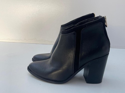 Call it Spring Ladies Black Leather/suede Back Zip Ankle Boots UK 3 EUR 36 B109 - Picture 1 of 7