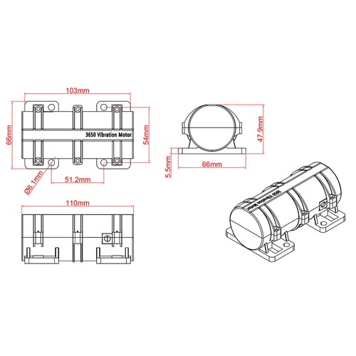 Brush Vibration Motor For Massage Bed Electric Vibrating Motor 3200RPM DC 24V - Picture 2 of 24