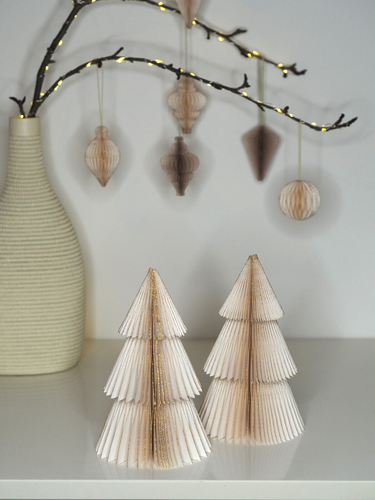 Faltbarer Papierbaum Weihnachtsbaum Waben-Tannenbaum Dekor H20cm Ivory - Bild 4 von 4