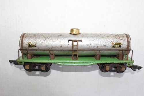 American Flyer Prewar O Gauge 3210 Silver Tank Car Green Frame