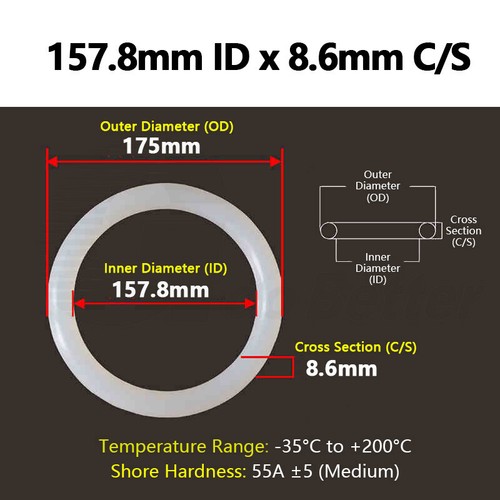8.6mm Cross Section O-Ring Silicone Rubber VMQ Seals Clear FOOD SAFE 82-483mm ID - Picture 35 of 100