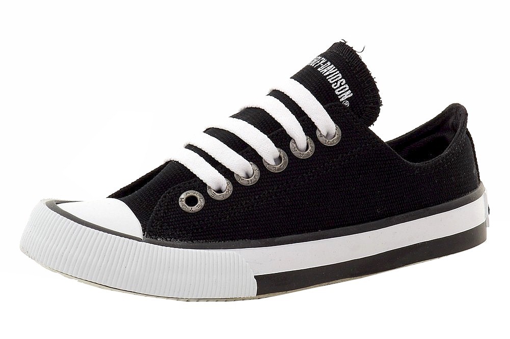 Harley Davidson D83817 Damen Zia Mode Schwarzes Leinen Turnschuhe Harley Davidson D83817 Damen Zia Mode Schwarzes Leinen Turnschuhe