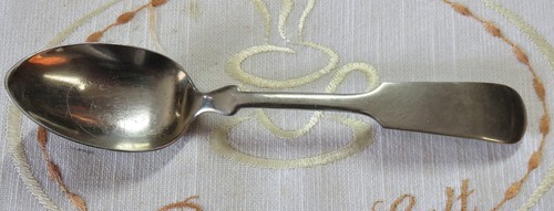 COIN SILVER TEASPOON / S.H. CO. GERMAN SILVER XXX. / NO MONOGRAM / FIDDLE DESIGN - Picture 1 of 2