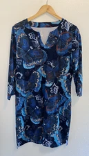 LIGHT BARE CottageCore Blue Butterfly Print Dress UPF+50-Large
