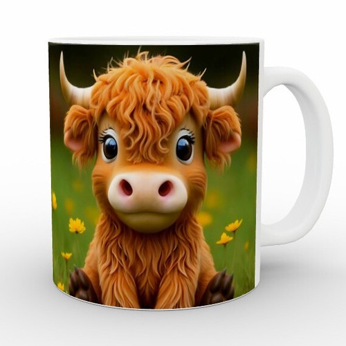 Fudge The Funny Cow - Mug Set, Cute Baby Highland Cow, Meadow, Happy Nature Gift - Picture 3 of 12